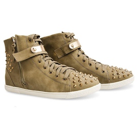 Sneakers Alte Con Borchie G911 Khaki verde 1