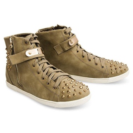 Sneakers Alte Con Borchie G911 Khaki verde 2