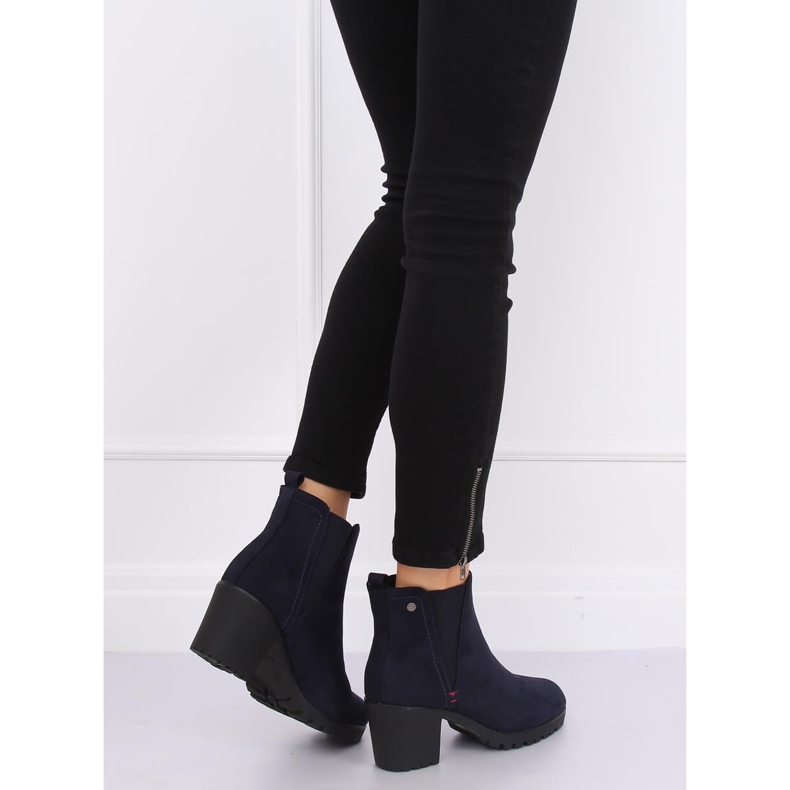 Stivali blu navy con tacco largo W373 Blue 2