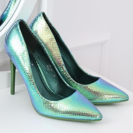 Décolleté con tacco a spillo olografico blu e verde NF-52 Blue 1