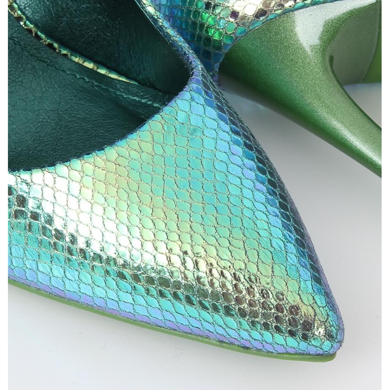 Décolleté con tacco a spillo olografico blu e verde NF-52 Blue 2