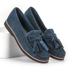 Filippo Mocassini In Pelle Con Frange blu 1