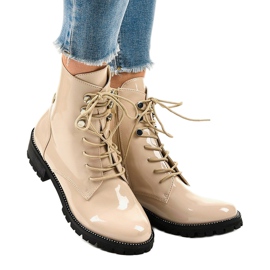 Stivali alti beige da donna XW37278 1