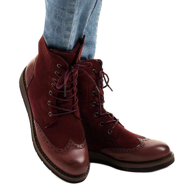 Stivali Trappers da donna bordeaux C366 rosso 1
