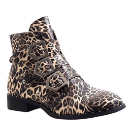 Stivali leopardati fissati con fibbie 7-X7185C nero multicolore 1