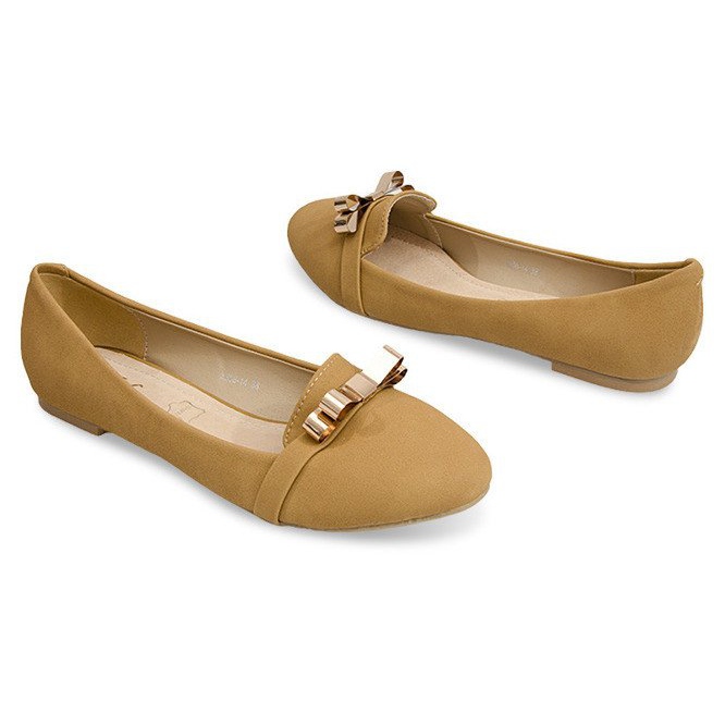 Bellissime ballerine con fiocco in metallo 356 Beige 1