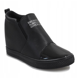 Sneakers nere sulla zeppa DD408-1 nero 1