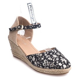 Sandali con zeppa 50427 Beige nero multicolore 1