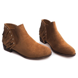 Stivali Boho traforati Frange 3576 Camel marrone 1