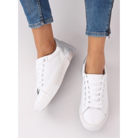 Sneakers donna bianche e argento A88-29 W-SILVER bianca grigio 2