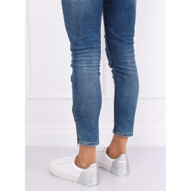 Sneakers donna bianche e argento A88-29 W-SILVER bianca grigio 1