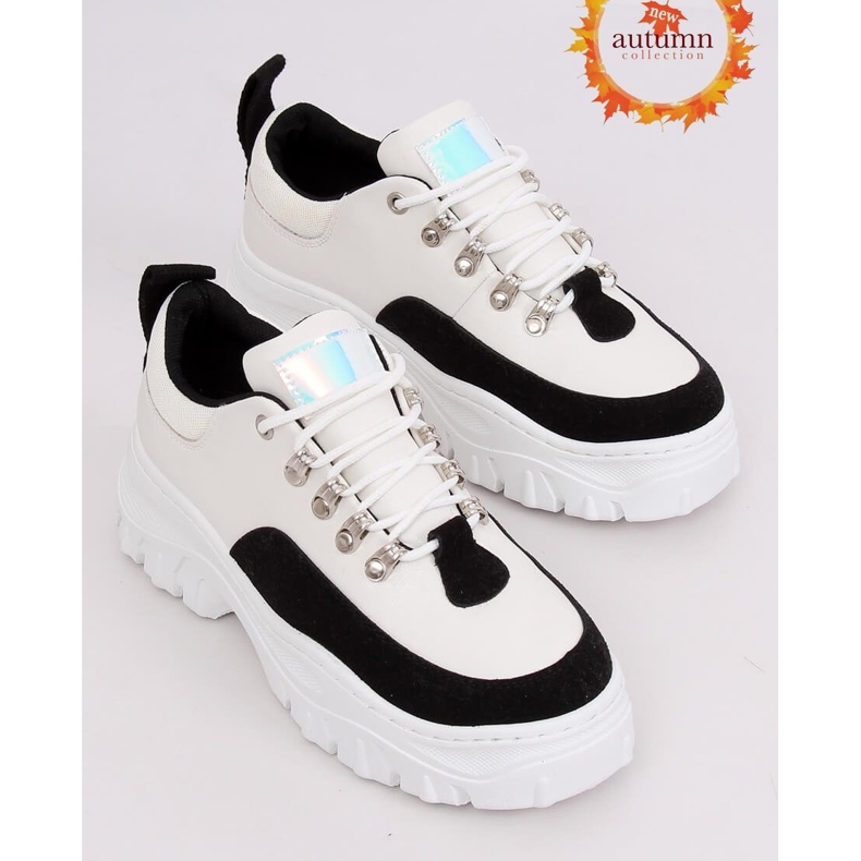 Scarpe con suola alta bianca e nera PF5329 Nero 1