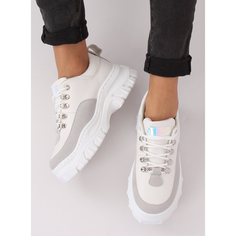 Scarpe con suola alta, bianche e grigie PF5329 Grey bianca grigio 1