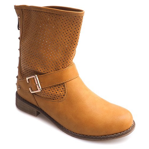 Stivali traforati con cerniera TLT1302 Camel marrone 1