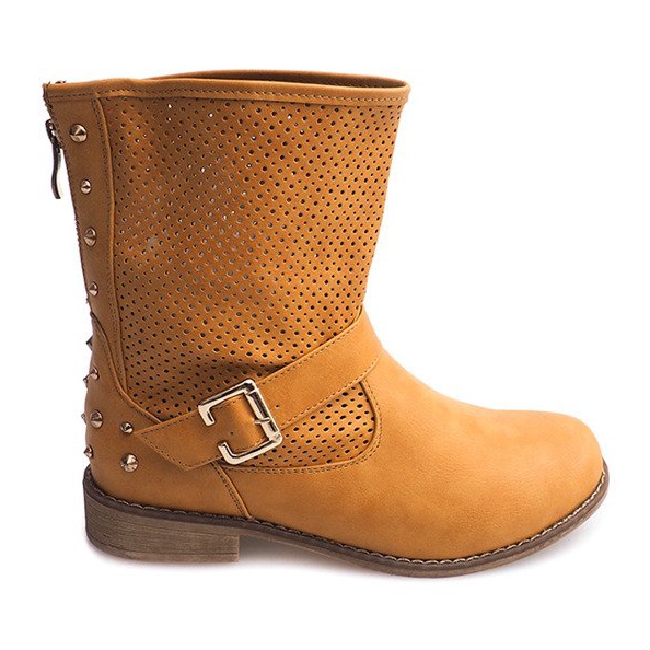 Stivali traforati con cerniera TLT1302 Camel marrone 2