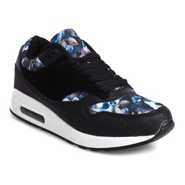 Scarpe Sneakers Flowers R-50 Nero 2