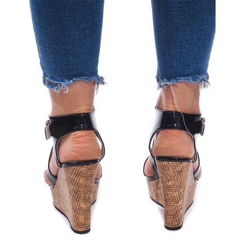 Sandali con zeppa S260 Nero 1