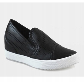Sneakers nere con zeppa traforate DD441-1 nero 1