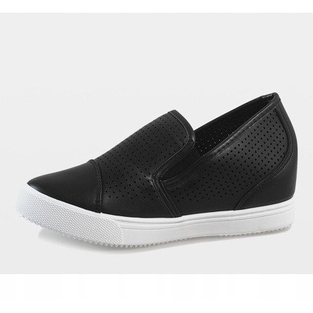 Sneakers nere con zeppa traforate DD441-1 nero 2