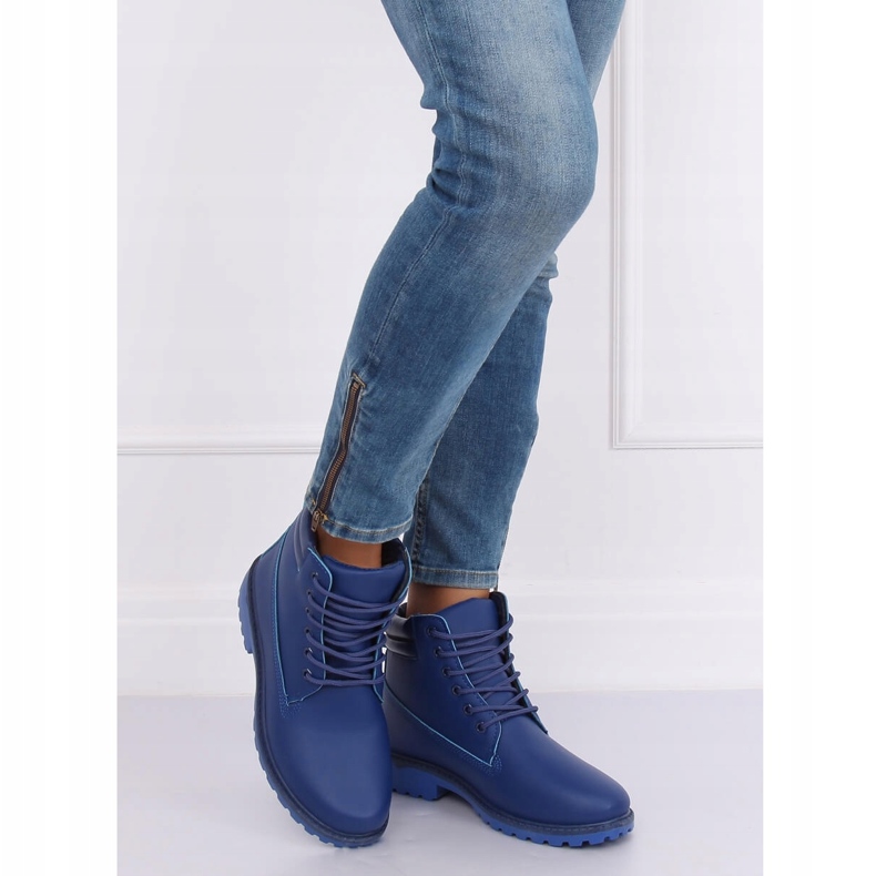 Stivali in legno per donna blu navy W-3033 Blue 2