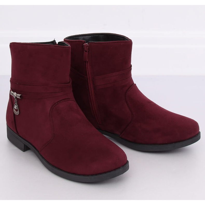 Stivali scamosciati da donna bordeaux MP-53 Red rosso 1