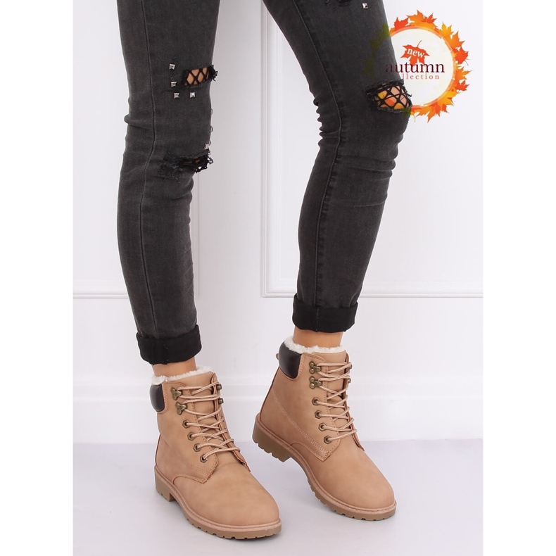Stivali in legno da donna, beige e rosa, 1121-PA Pink 1