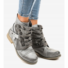 Stivali grigi da donna decorati con cerniera F1611 grigio 2