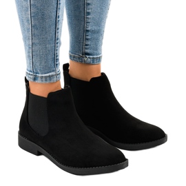 Stivali bassi in camoscio nero con elastico L08-155 1