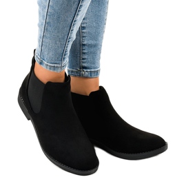 Stivali bassi in camoscio nero con elastico L08-155 2