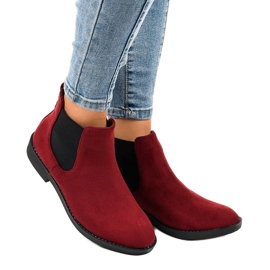 Stivaletti bassi in camoscio bordeaux con elastico L08-155 rosso 1