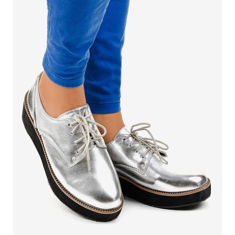 Scarpe stringate eleganti argento 2017-1 grigio 2