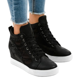 Sneakers nere con zeppe stringate JK-53 nero 1