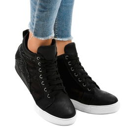 Sneakers nere con zeppe stringate JK-53 nero 2