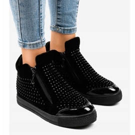 Sneakers nere con zeppa con cerniere R51-1 nero 1