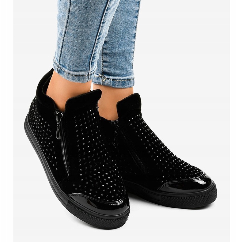 Sneakers nere con zeppa con cerniere R51-1 nero 2
