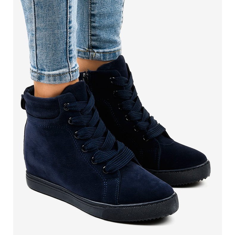 Sneakers con zeppa blu navy TL50-2 1