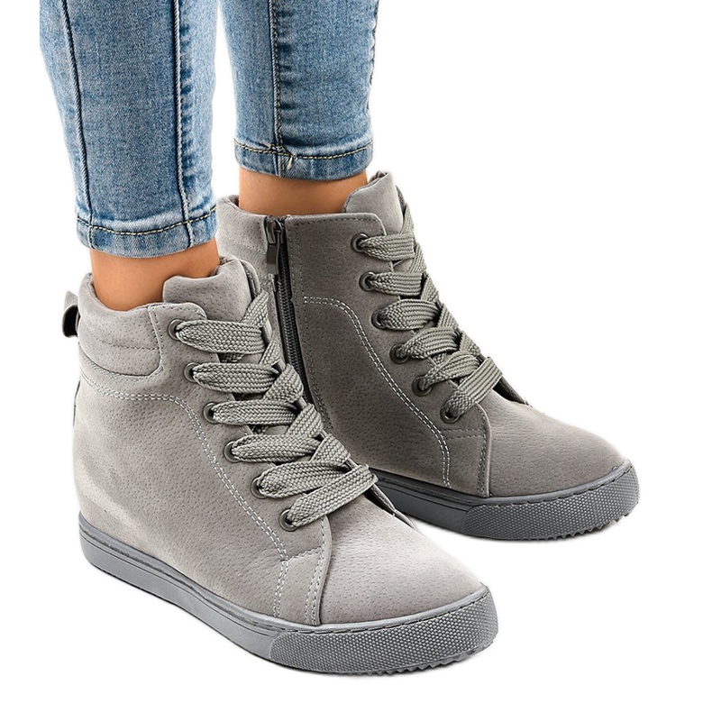 Sneakers grigie sulla zeppa TL50-3 grigio 1