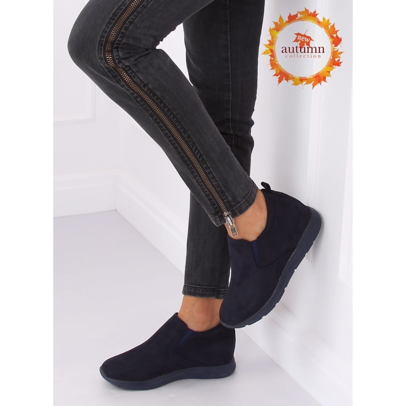 Scarpe blu navy su una zeppa nascosta ZY-7K67 Blue 1