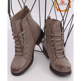 Stivaletti stringati beige F2801 Khaki 1
