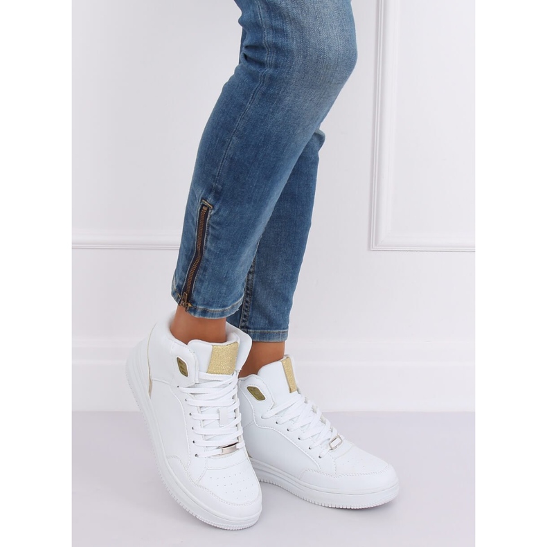 Scarpe sportive alte bianche e oro 107-18 WHITE / GOLD bianca 2
