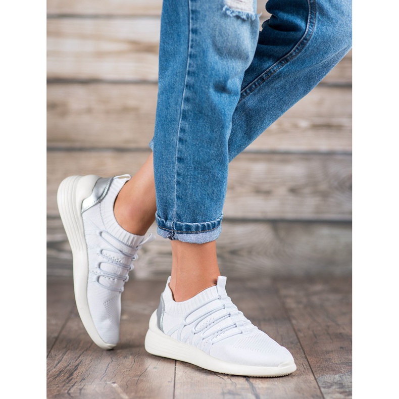 Kylie Scarpe sportive slip-on in tessuto bianca 1