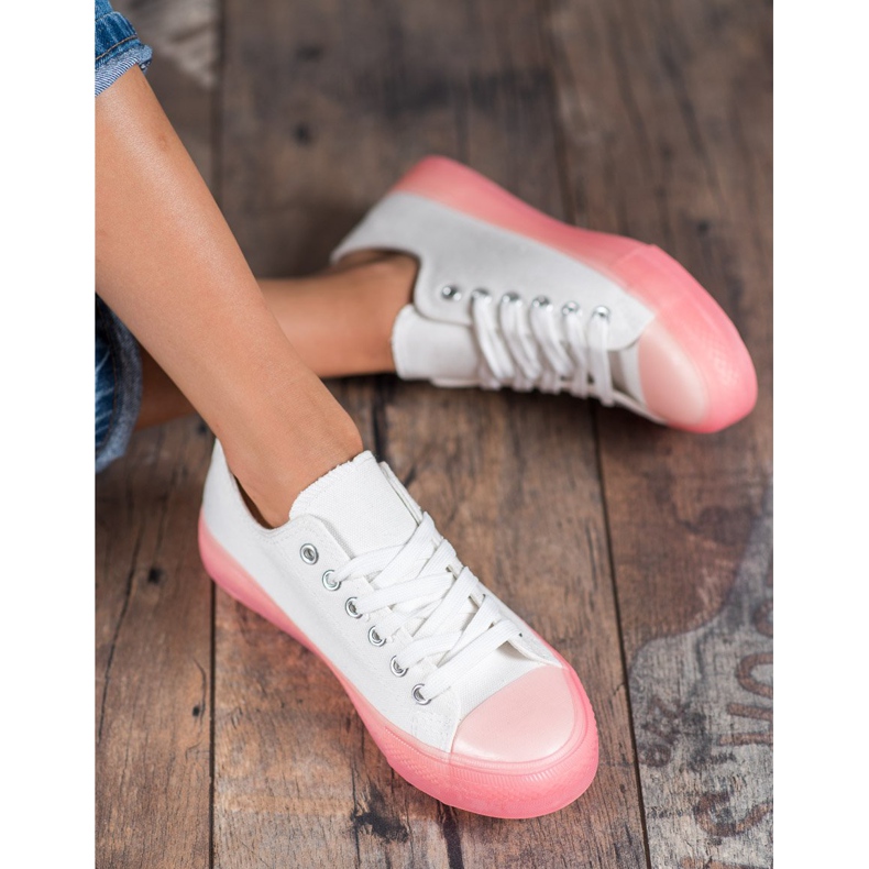 Jumex Sneakers da donna alla moda bianca rosa 1