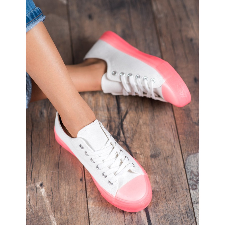 Jumex Sneakers da donna alla moda bianca rosa 1