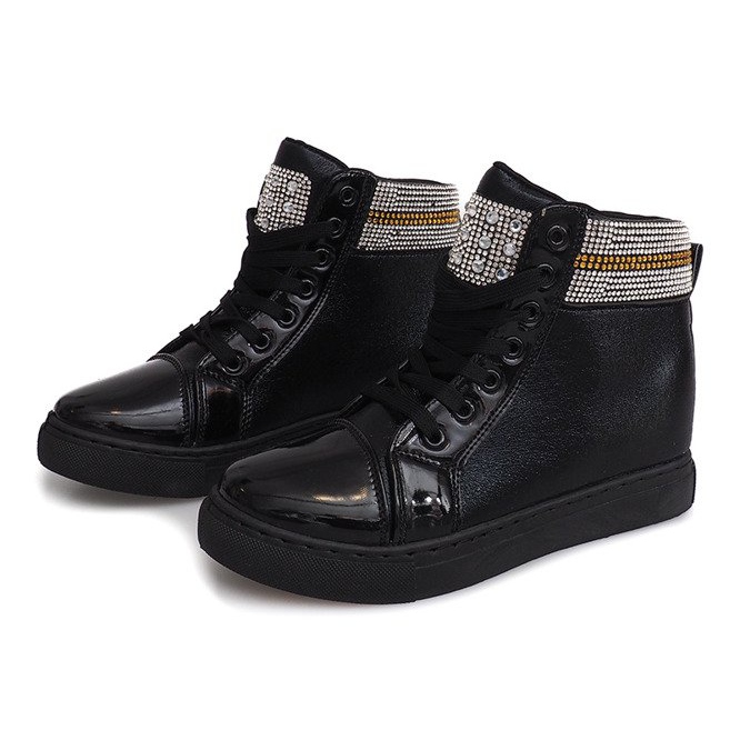 Sneakers con zeppa 16-039 Nere nero 1
