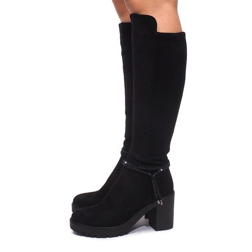 Stivali in pelle scamosciata su un post ES8516 Black nero 1
