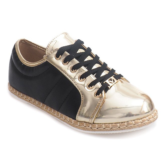 Espadrillas di lino Q52 Sneakers nere nero giallo 1