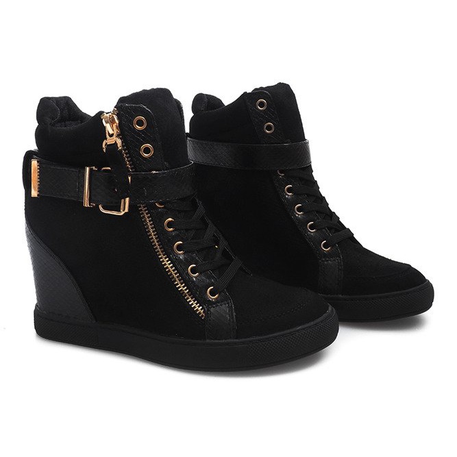 Sneakers con zeppa 100-769 Nere nero 2