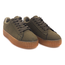 Stivali Creepers sulla piattaforma verde AM-1101 1