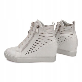 Sneakers con zeppa traforata HQ881 Argento grigio 2