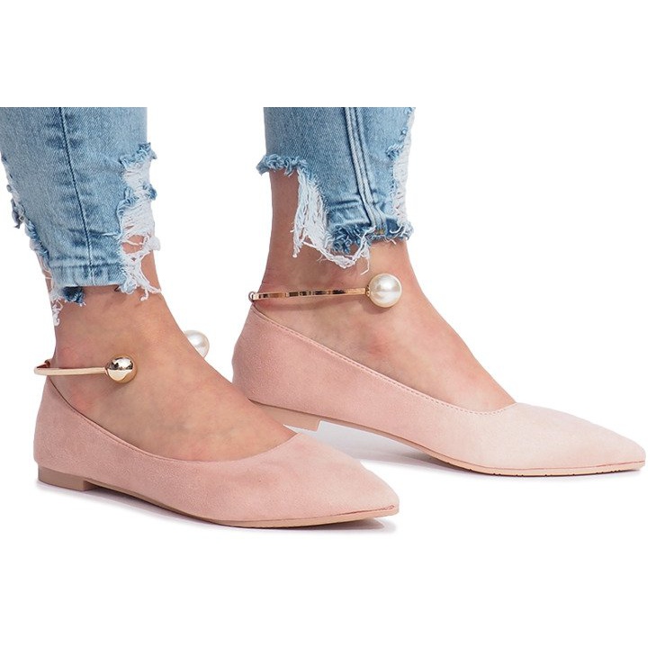 Ballerine in pelliccia rosa con perle 1